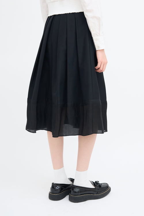 Tibi Black Pleated Midi Skirt