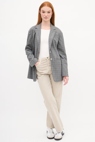 Tibi Grey 
Navy Plaid Blazer