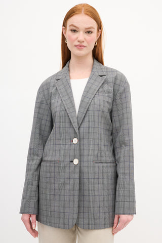 Tibi Grey 
Navy Plaid Blazer