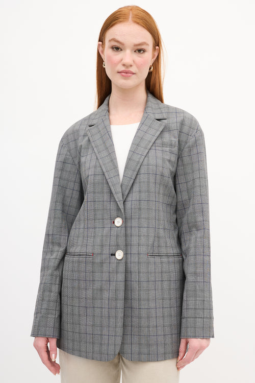 Tibi Grey 
Navy Plaid Blazer