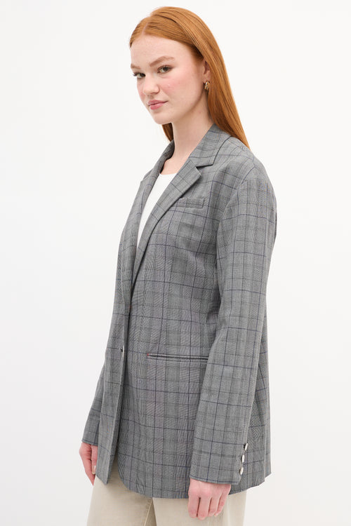 Tibi Grey 
Navy Plaid Blazer