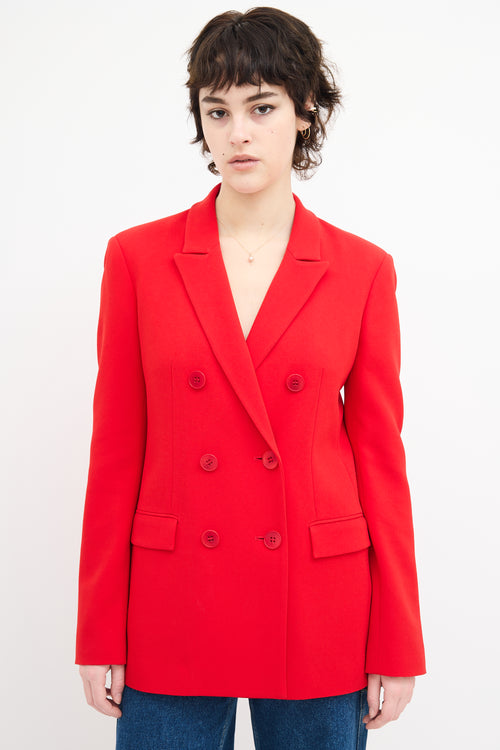 Tibi Red Double Breasted Blazer