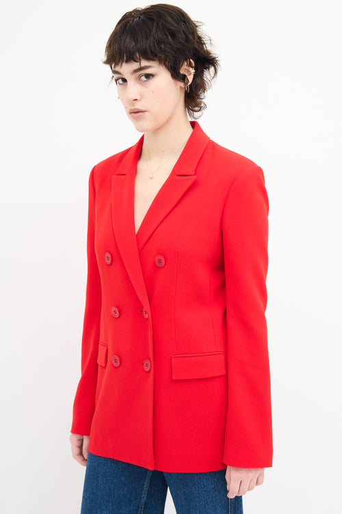 Tibi Red Double Breasted Blazer