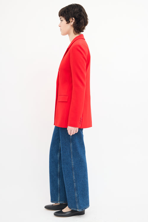 Tibi Red Double Breasted Blazer