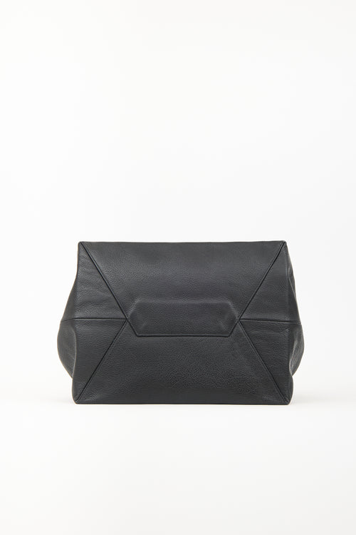 TL-180 Black Leather Tote Bag