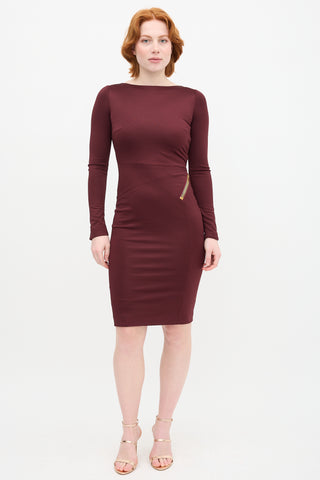 Tom Ford Burgundy Statement Zip Dress