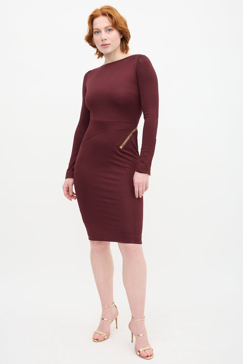 Tom Ford Burgundy Statement Zip Dress