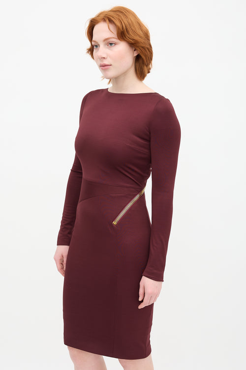 Tom Ford Burgundy Statement Zip Dress