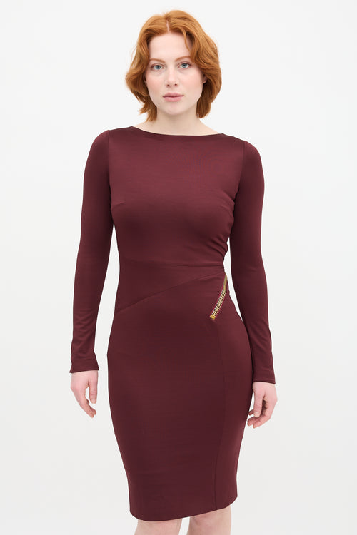 Tom Ford Burgundy Statement Zip Dress