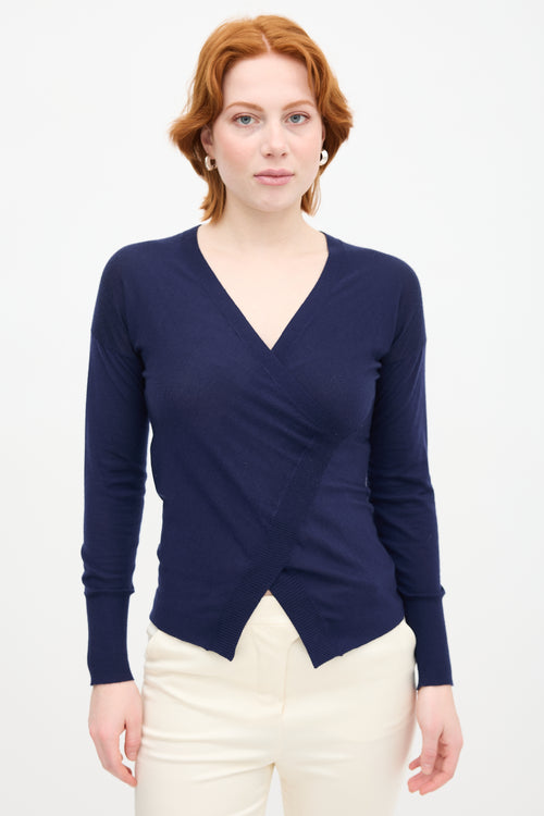 Tom Ford Navy Wrap V-Neck Sweater