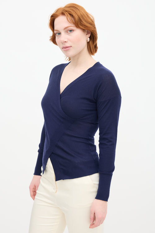 Tom Ford Navy Wrap V-Neck Sweater