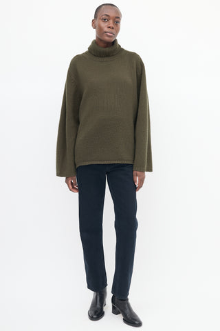 Toteme Green Wool 
Cashmere Turtleneck Sweater