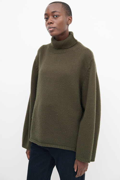 Toteme Green Wool 
Cashmere Turtleneck Sweater