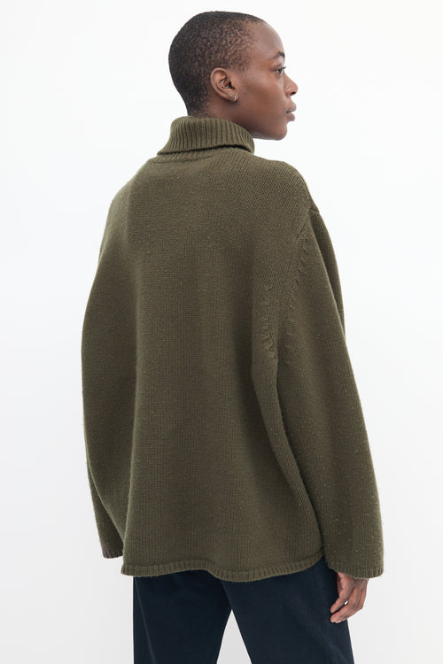 Toteme Green Wool 
Cashmere Turtleneck Sweater