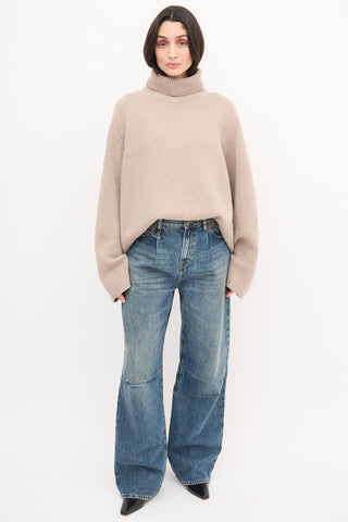 Toteme Beige Wool 
Cashmere Turtleneck Sweater