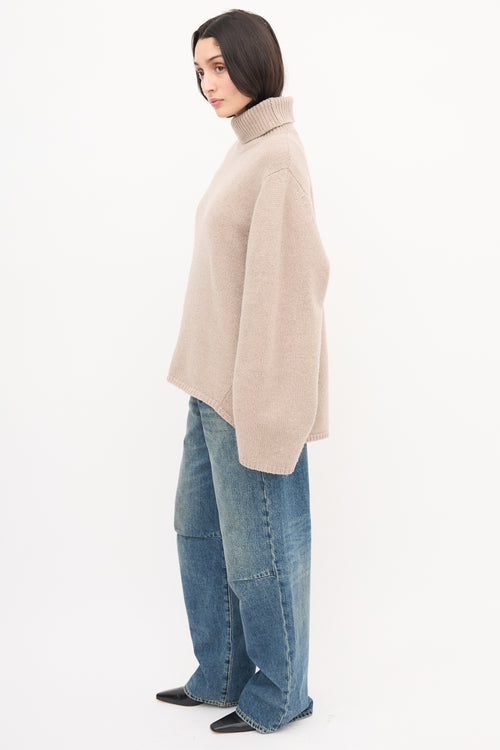 Toteme Beige Wool 
Cashmere Turtleneck Sweater