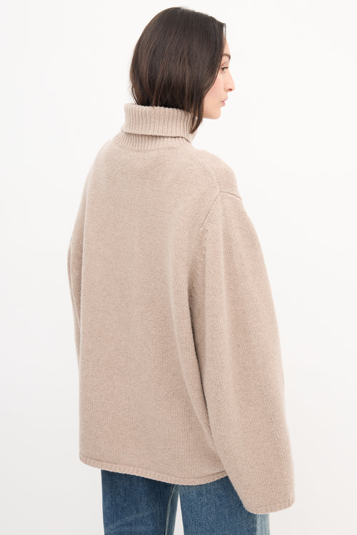 Toteme Beige Wool 
Cashmere Turtleneck Sweater