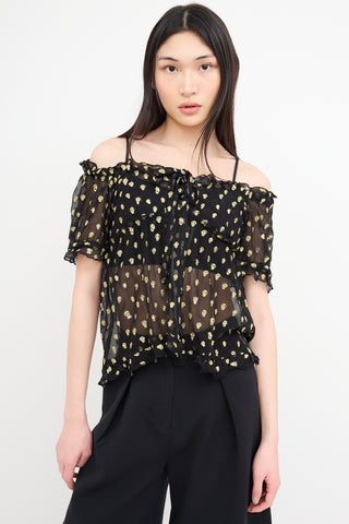 Tsumori Chisato Black 
Gold Skill Embroidered Skull Blouse