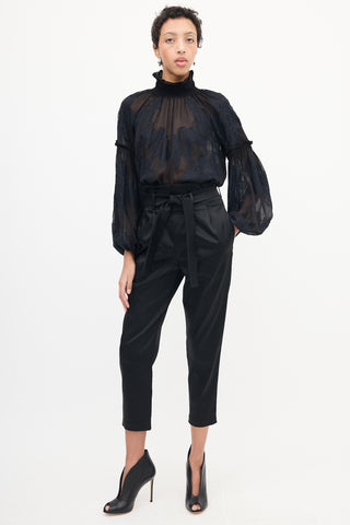 TWP Black Silk Lace Smocked Blouse