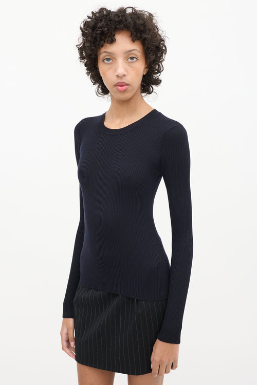 TWP Navy Wool Ribbed Top