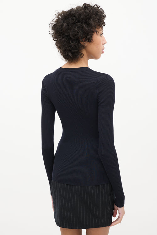 TWP Navy Wool Ribbed Top