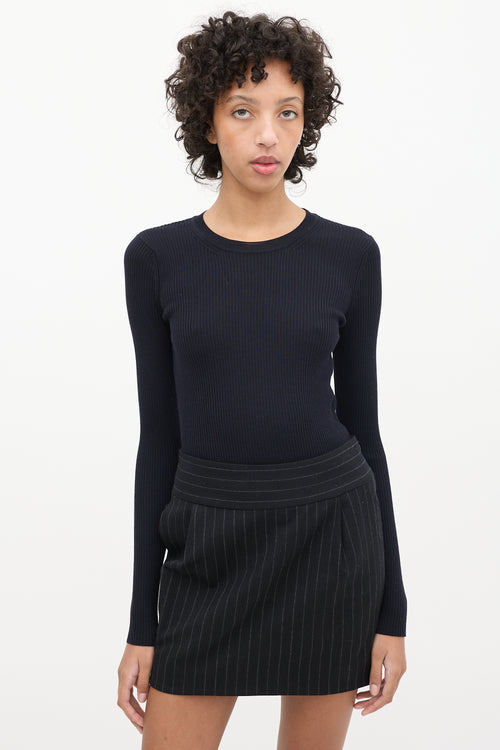 TWP Navy Wool Ribbed Top