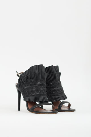 Tabitha Simmons Black Leather Pleated Heel