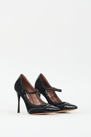 Tabitha Simmons Black Suede 
Leather Mary Jane Pump