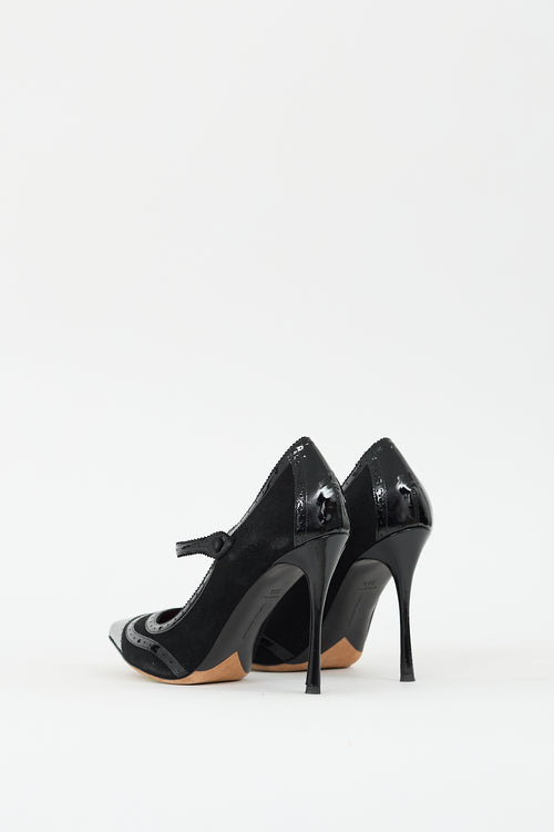 Tabitha Simmons Black Suede 
Leather Mary Jane Pump