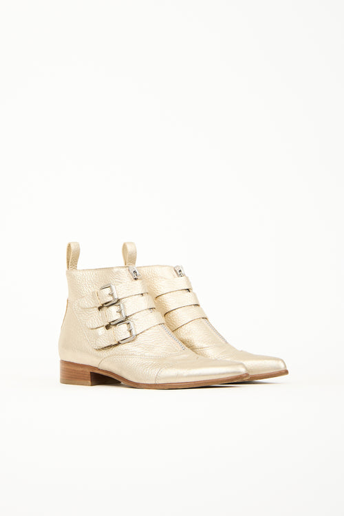 Tabitha Simmons Leather Buckled Ankle Boot