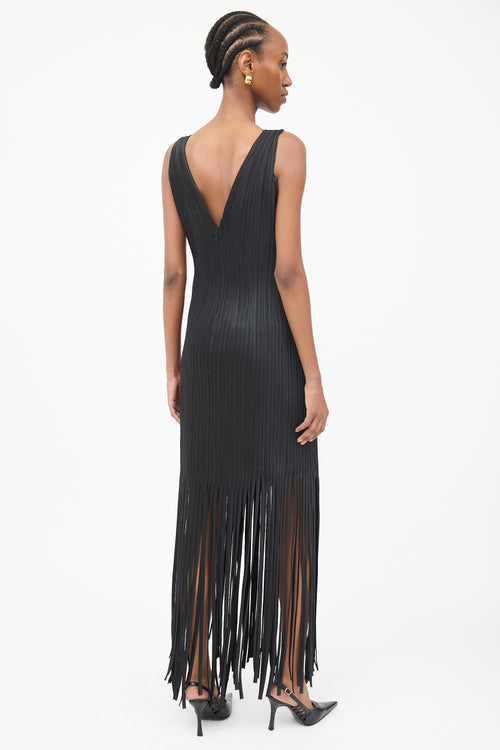 VSP Archive Black Ribbed 
Fringed Fitted Dress