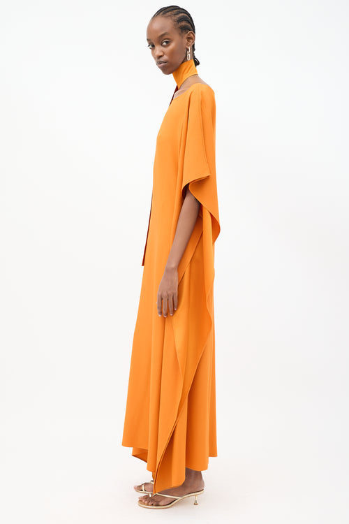 Taller Marmot Orange Barths Asymmetric Maxi Kaftan Dress