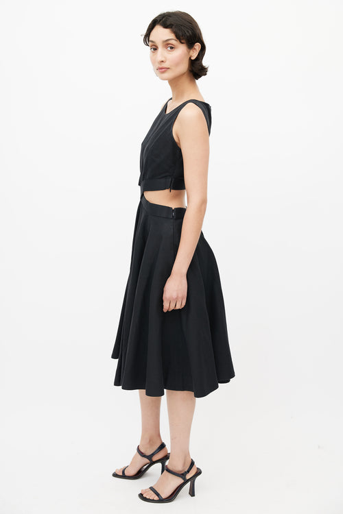 Tanya Taylor Black Cotton Cutout Midi Dress