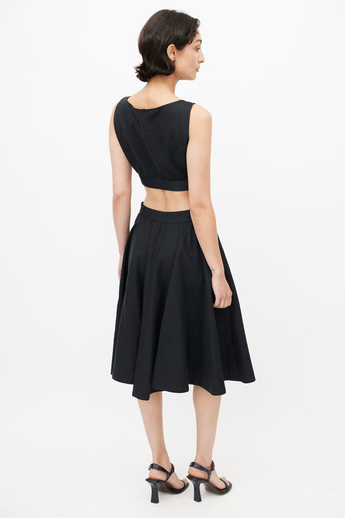 Tanya Taylor Black Cotton Cutout Midi Dress