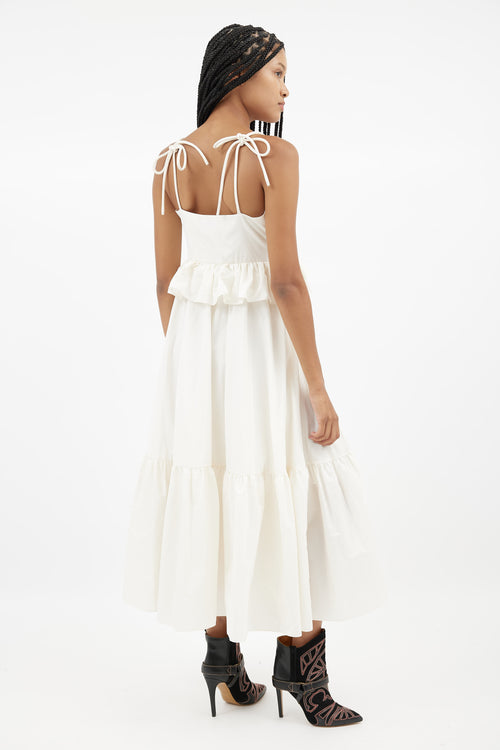 Tanya Taylor Cream Delphine Ruffle Dress