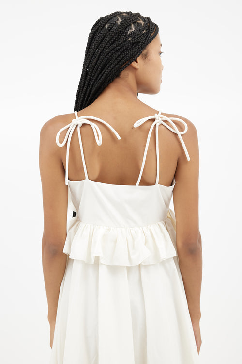 Tanya Taylor Cream Delphine Ruffle Dress