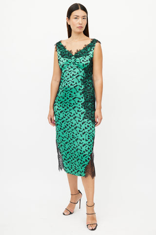 Tanya Taylor Green 
Black Print Dress