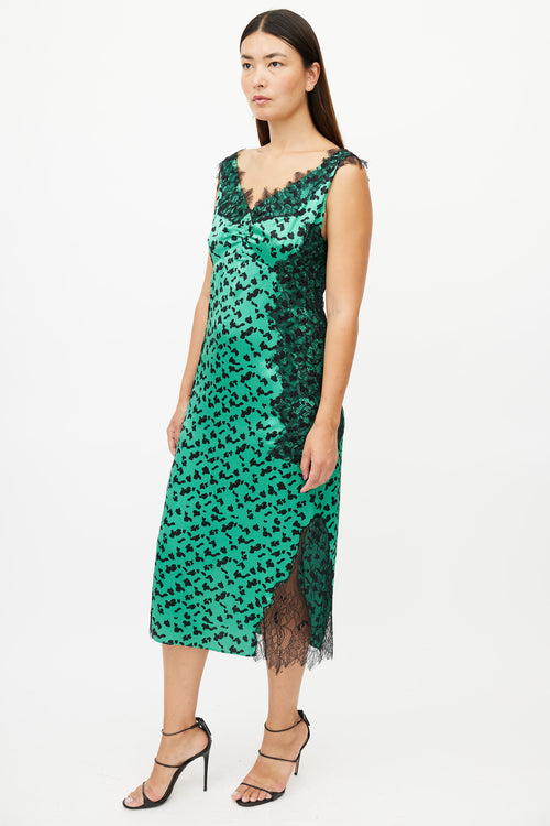 Tanya Taylor Green 
Black Print Dress