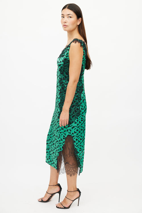 Tanya Taylor Green 
Black Print Dress