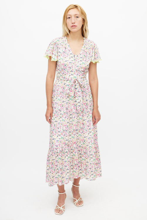 Tanya Taylor Multicolour Floral Liza Wrap Dress