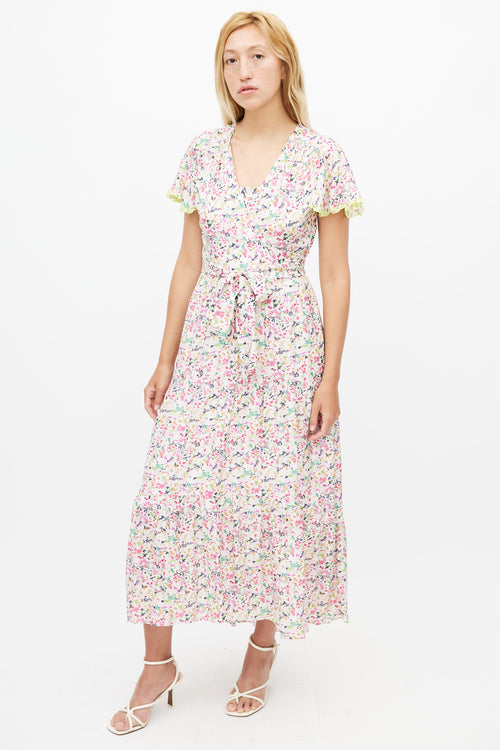 Tanya Taylor Multicolour Floral Liza Wrap Dress