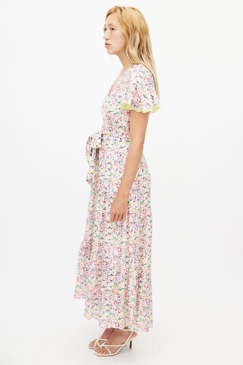 Tanya Taylor Multicolour Floral Liza Wrap Dress