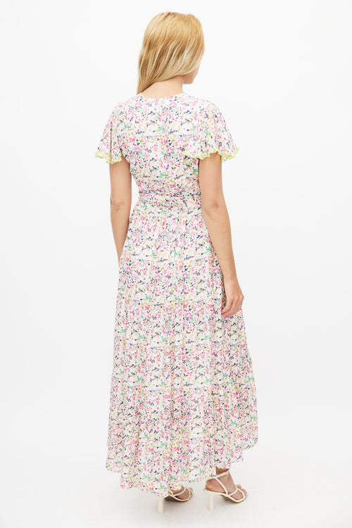 Tanya Taylor Multicolour Floral Liza Wrap Dress