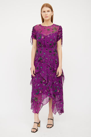 Purple Floral Silk Maxi Dress Tanya Taylor