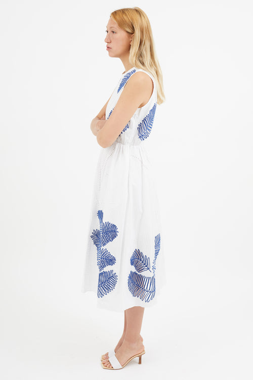 Tanya Taylor White 
Blue Eyelet Lace Dress