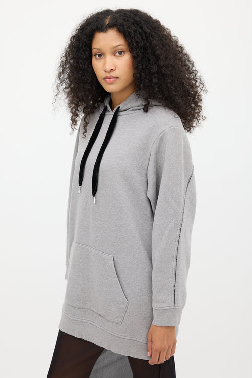 T by Alexander Wang Grey 
Black Fleece Lined Hoodie