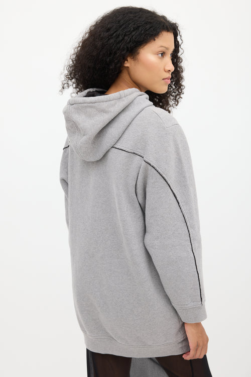 T by Alexander Wang Grey 
Black Fleece Lined Hoodie