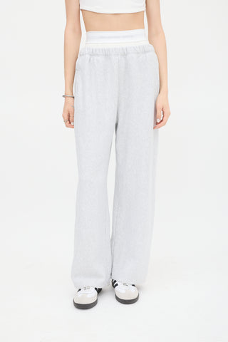 T by Alexander Wang Grey 
White Logo Waistband Sweatpant