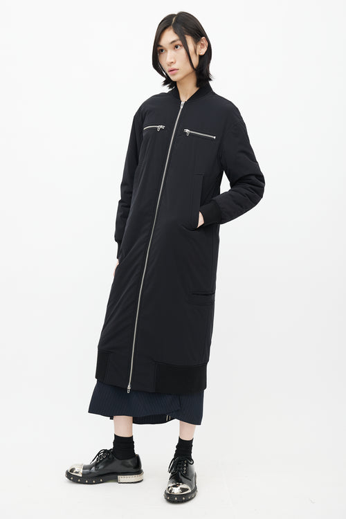 T by Alexander Wang Black Nylon Bomber Coat