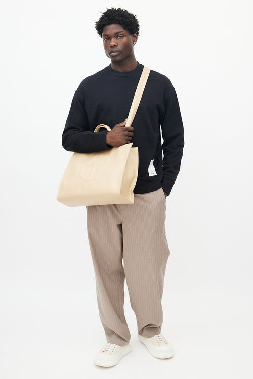 Telfar Beige Vegan Leather Medium Shopping Bag